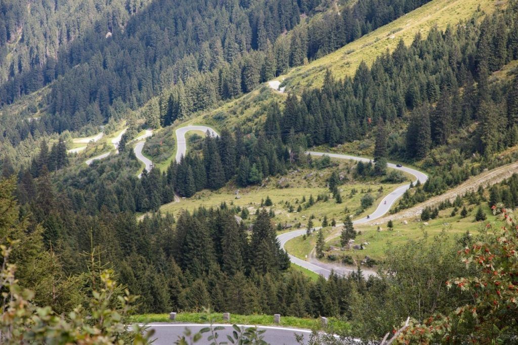 Driving in the best road through the Austrian Alps - the Grossglockner Highway.