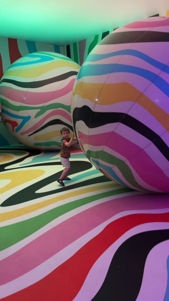 Gigantic balls to play with at the Balloon Museum.