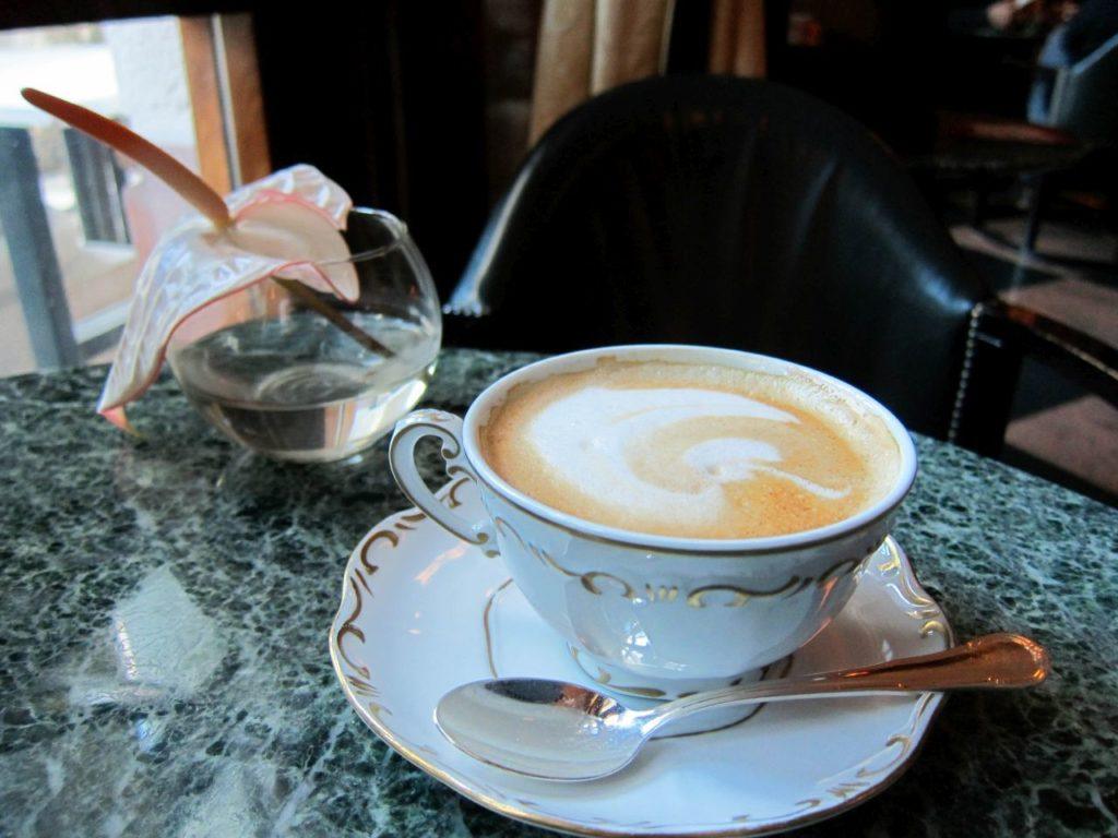 Coffee and flower at a Budapest cafe