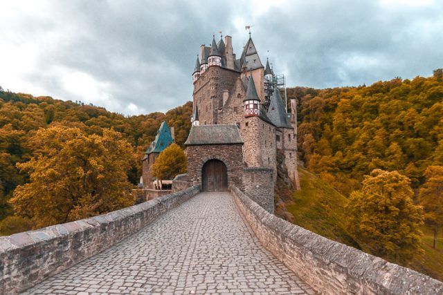 Burg Eltz with yellow trees.