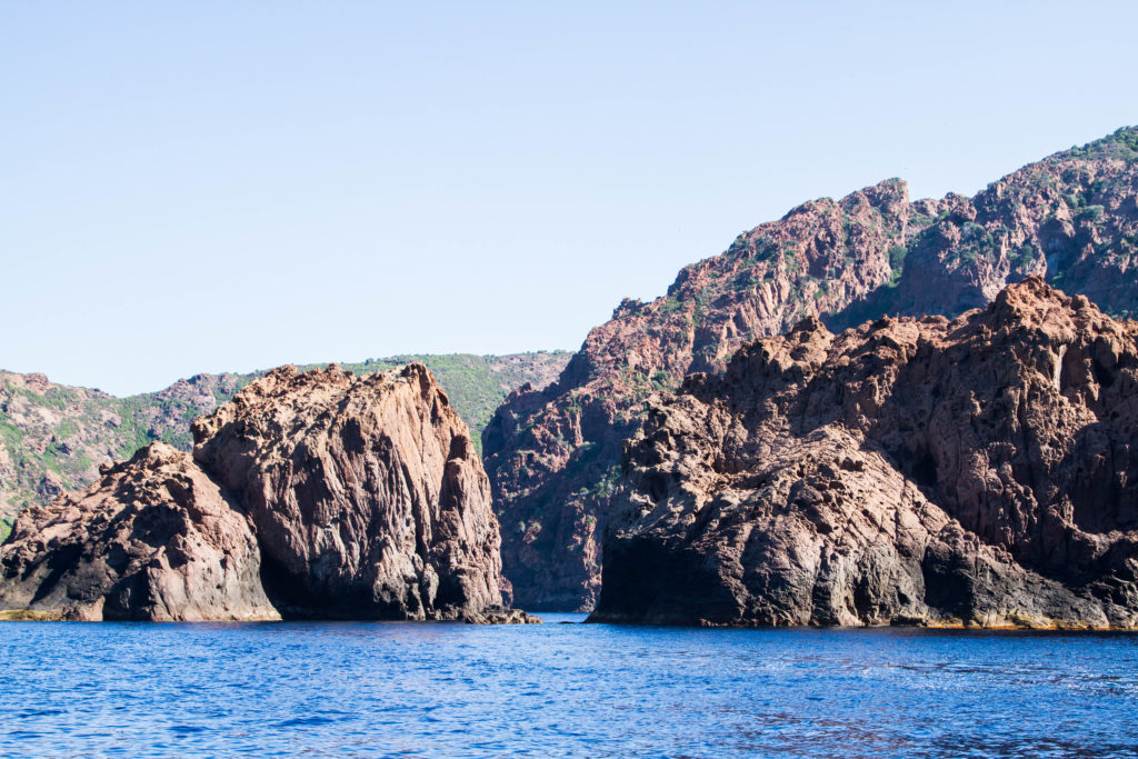Rugged rocks hide lots of inlets and caverns in the world heritage site, Scandola Nature Reserve.