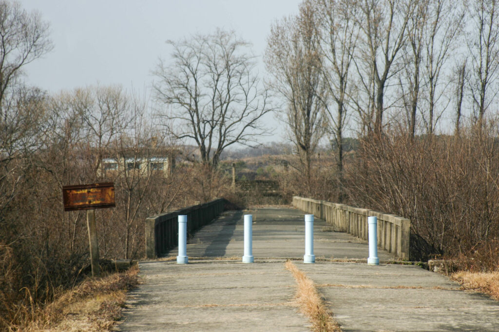 On a tour of the DMZ, you can see this dilapidated bridge that used to be used when the countries were not divided.