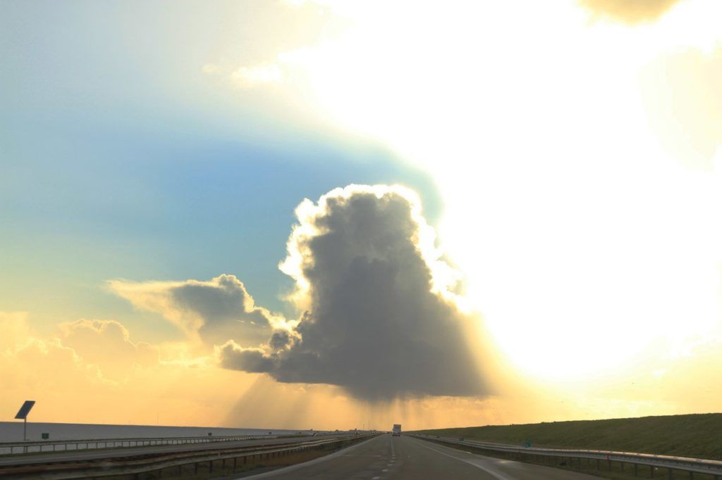 Driving on German Autobahn in changing weather is a challenge.