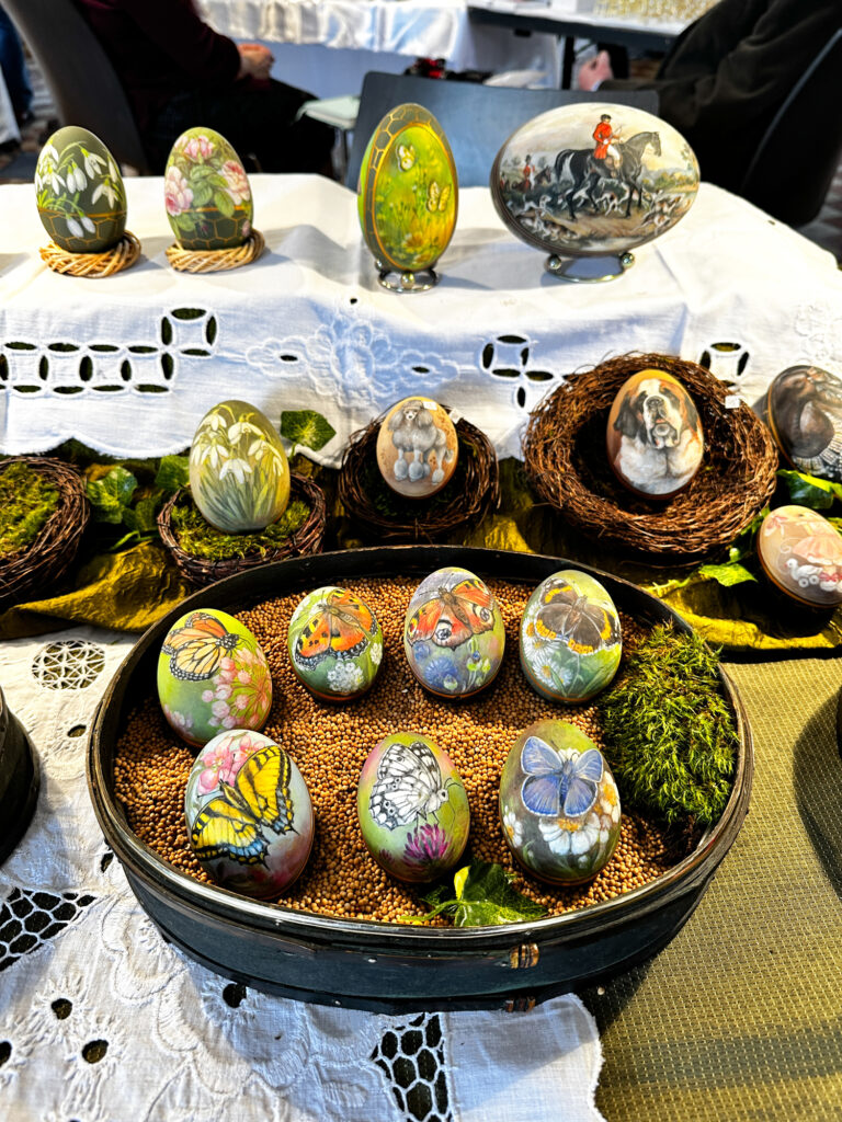 Spectacular details decorate these eggs at an Easter market in Germany.