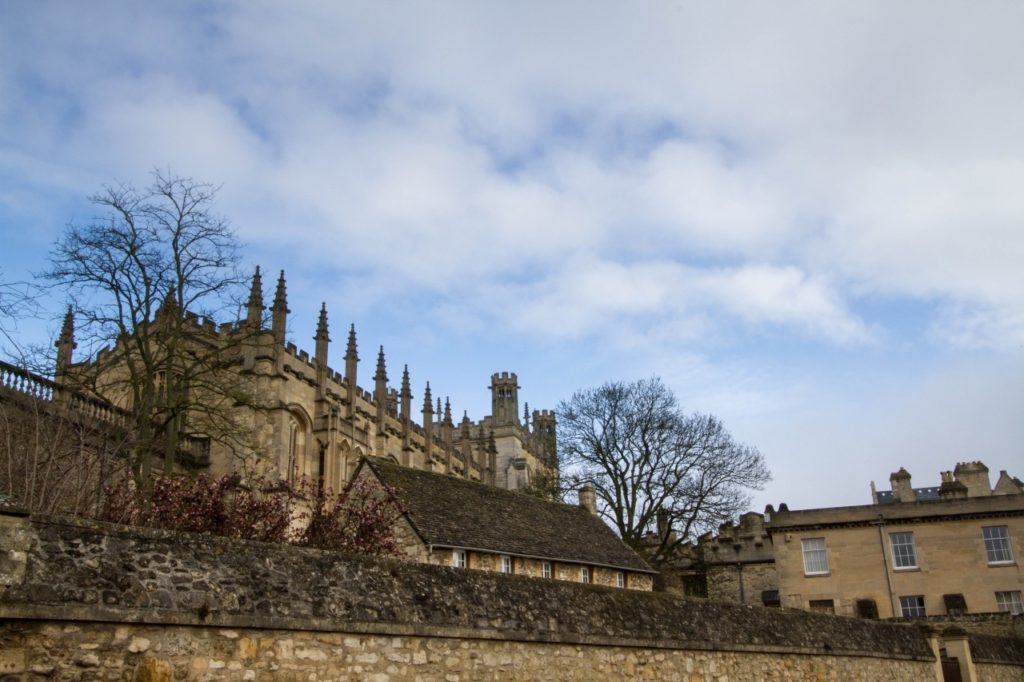 Oxford college rooftops.