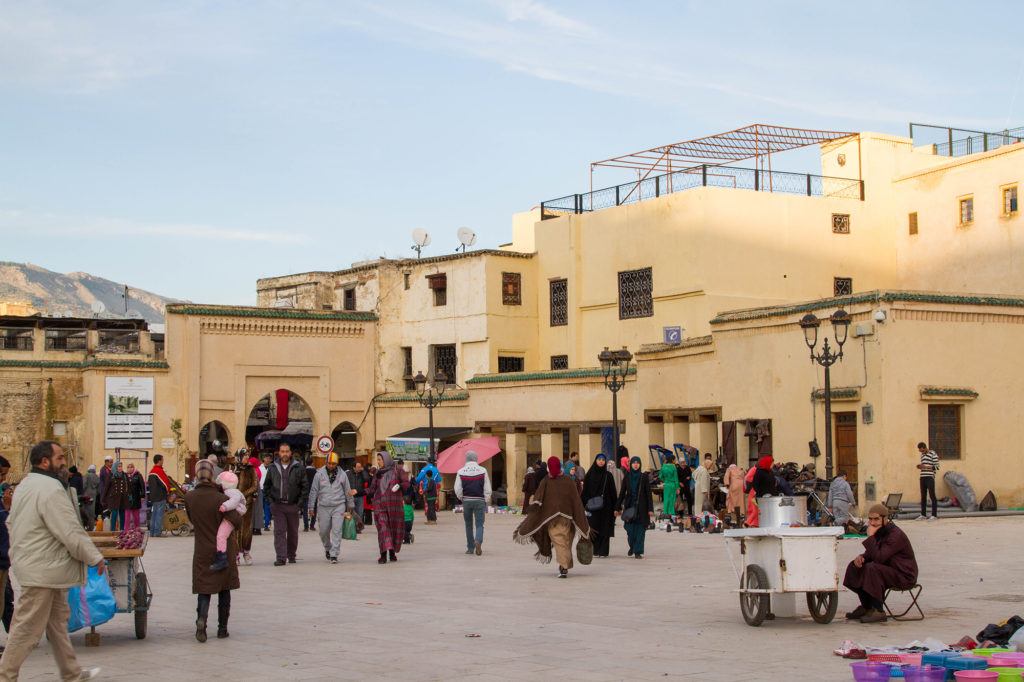 The Main square in Fez, where people come and play with their children, eat snacks, and gossip.