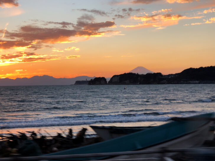 A drive by glimpse of Mt. Fuji on our Japan road trip.