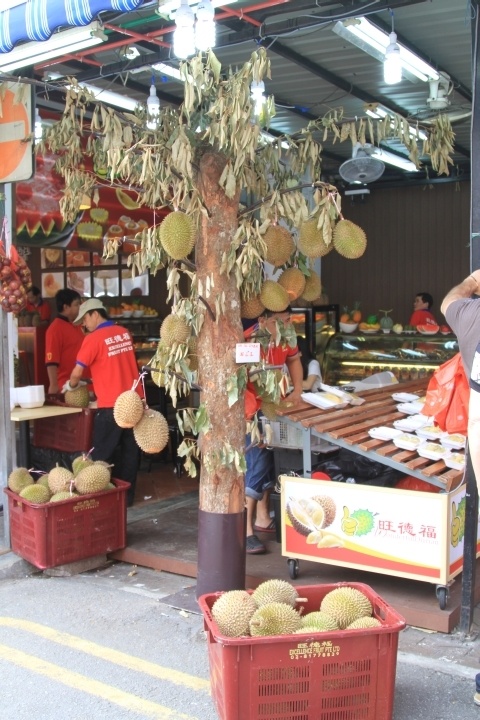 The front of a durian shop in Singapore's Chinatown.