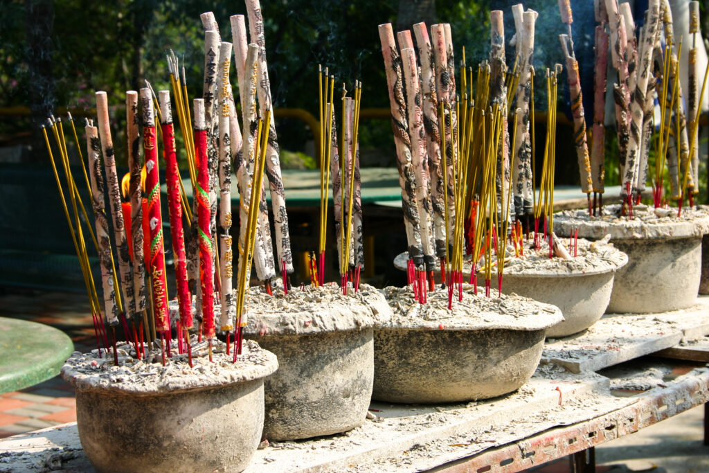 Incense burns at Tin Hau temple.