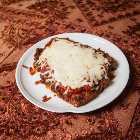 Parmagiana schnitzel recipe card.