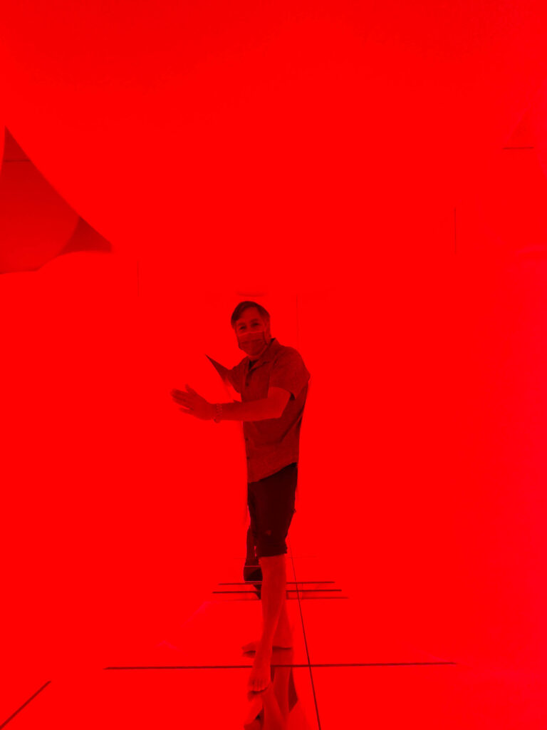 Jim enjoying the illuminated spheres in TeamLab Planets.