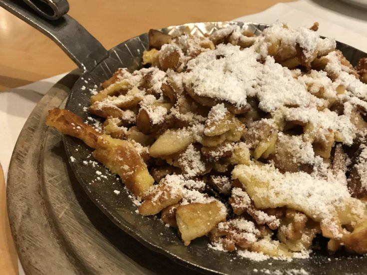 A large pan of Kaiserschmarrn.