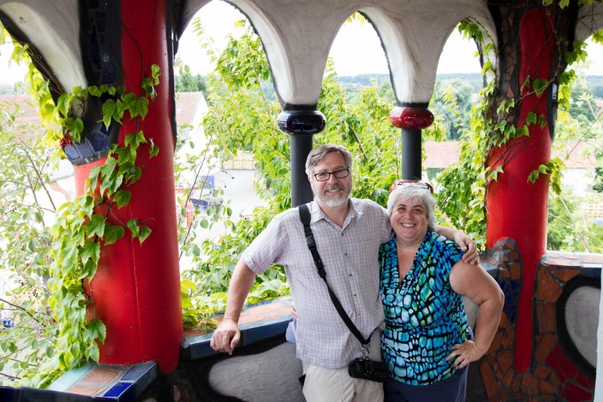Jim and Corinne in the Kuchlbauer Tower.
