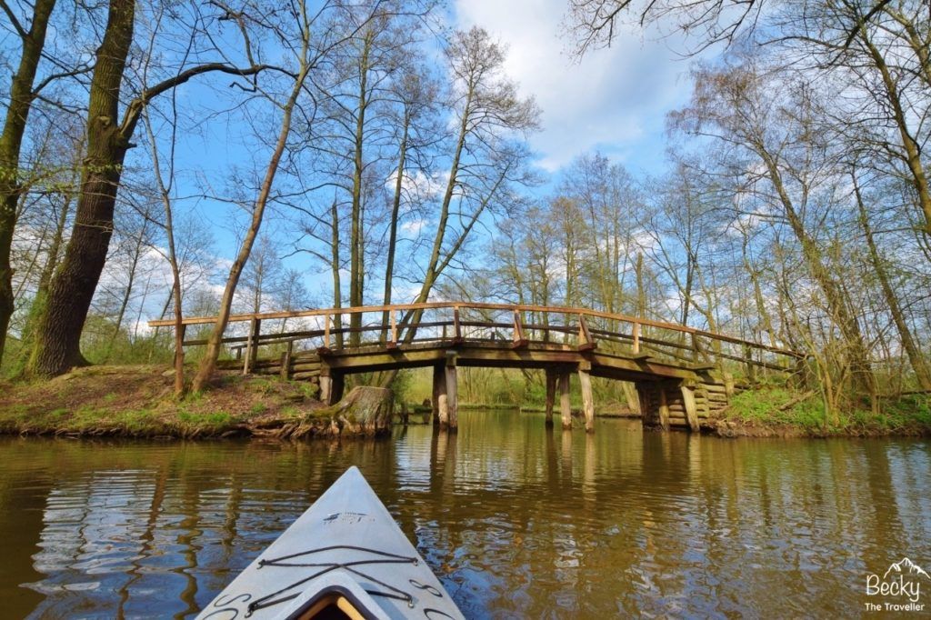Wooden bridge in Spreewald.