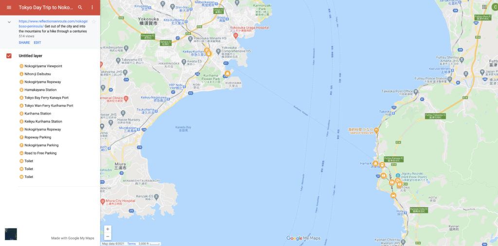 Map of Nokogiriyama.