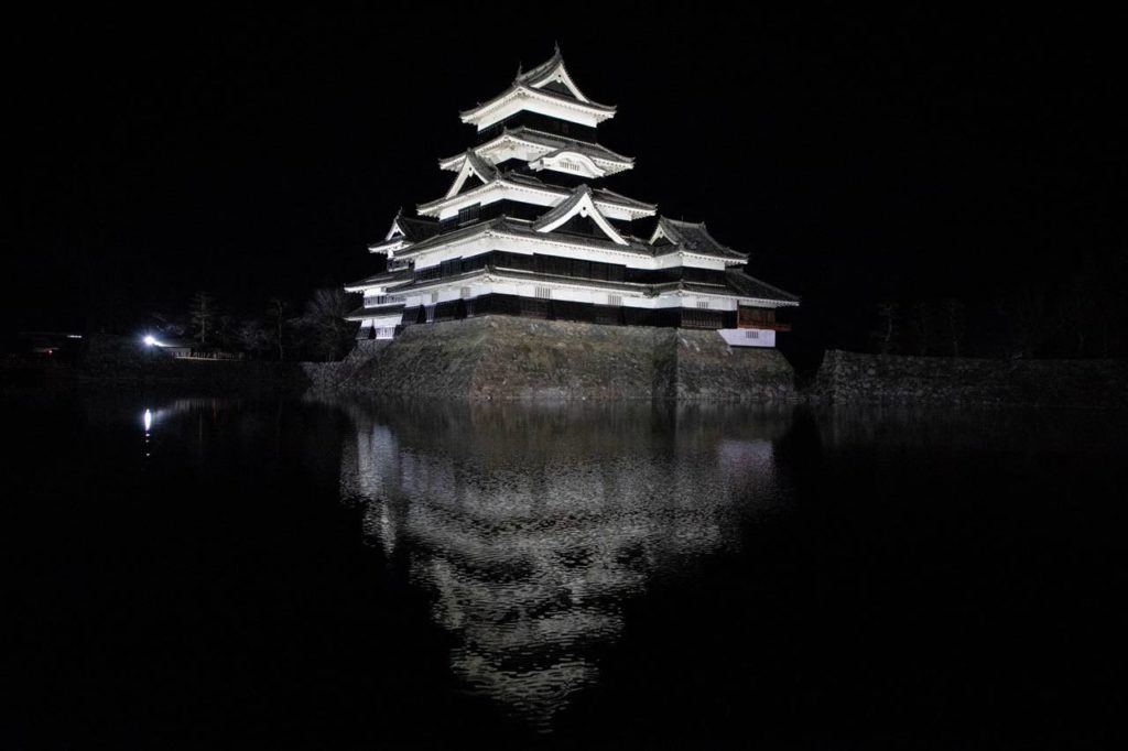 Matsumoto Castle at night.