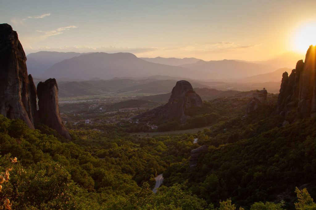 Meteora valley sunset.