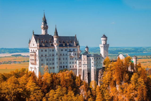 Neuschwanstein amidst fall foliage is gorgeous.