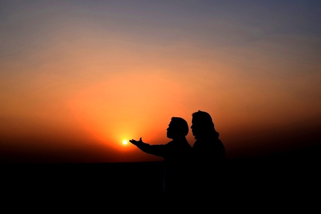 Sandy and Vyjay enjoying one of many sunsets together.