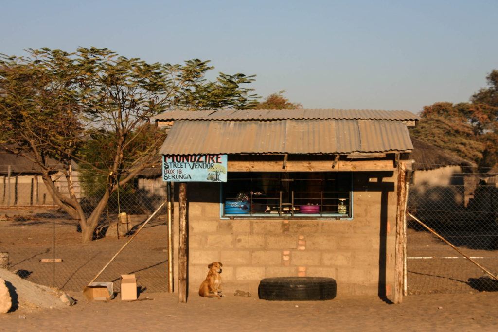 A small street vendor shop in Seronga Botswana.