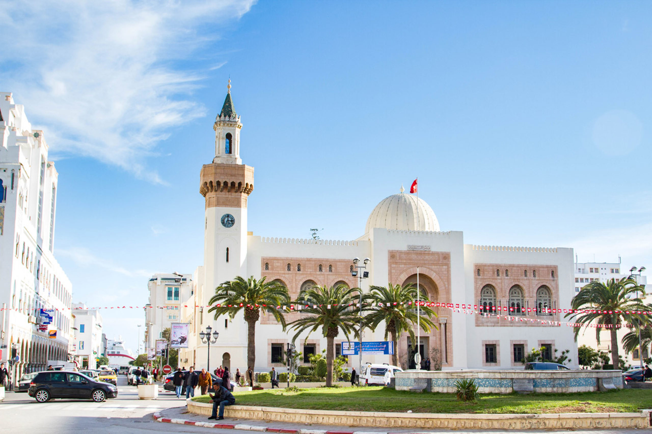 An ornate government building in Sfax, one of the many cities to see on a trip to Tunisia.