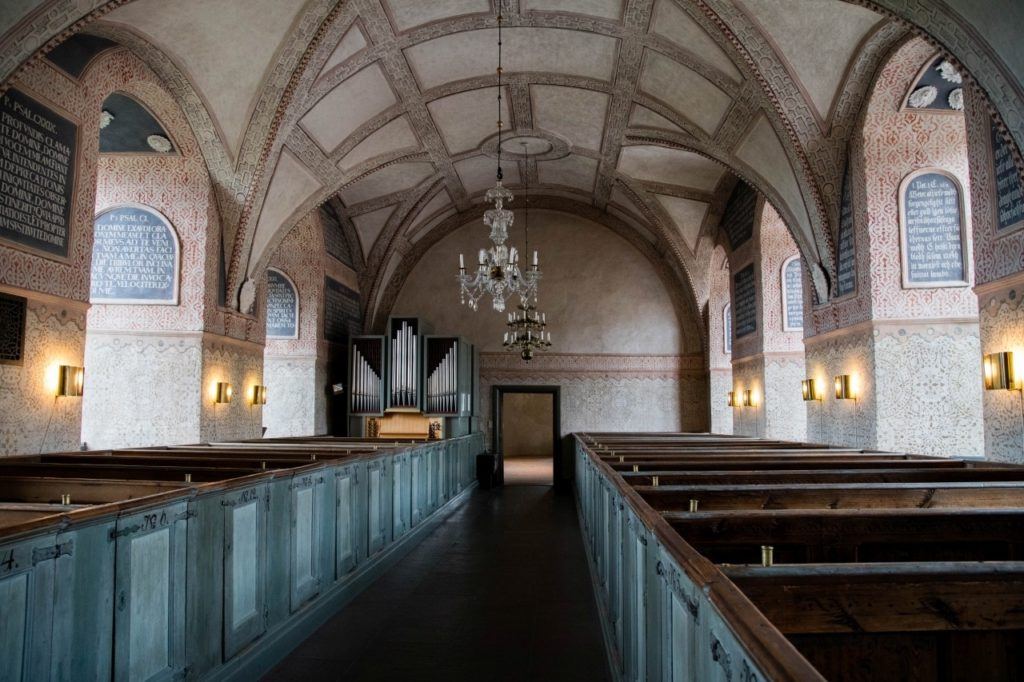 Pews in the Kalmar Castle chapel.