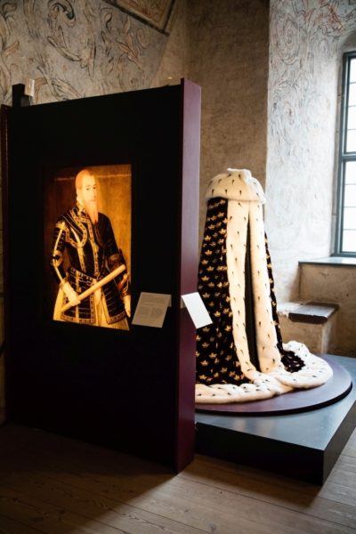 Royal robes on display in Kalmar castle.