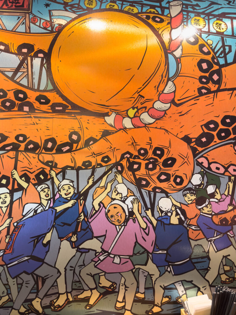 Wall art in restaurant in Düsseldorf.