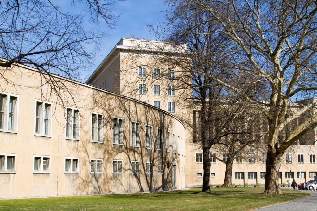 The exterior of the building that houses the Tempelhof airport tunnels. 