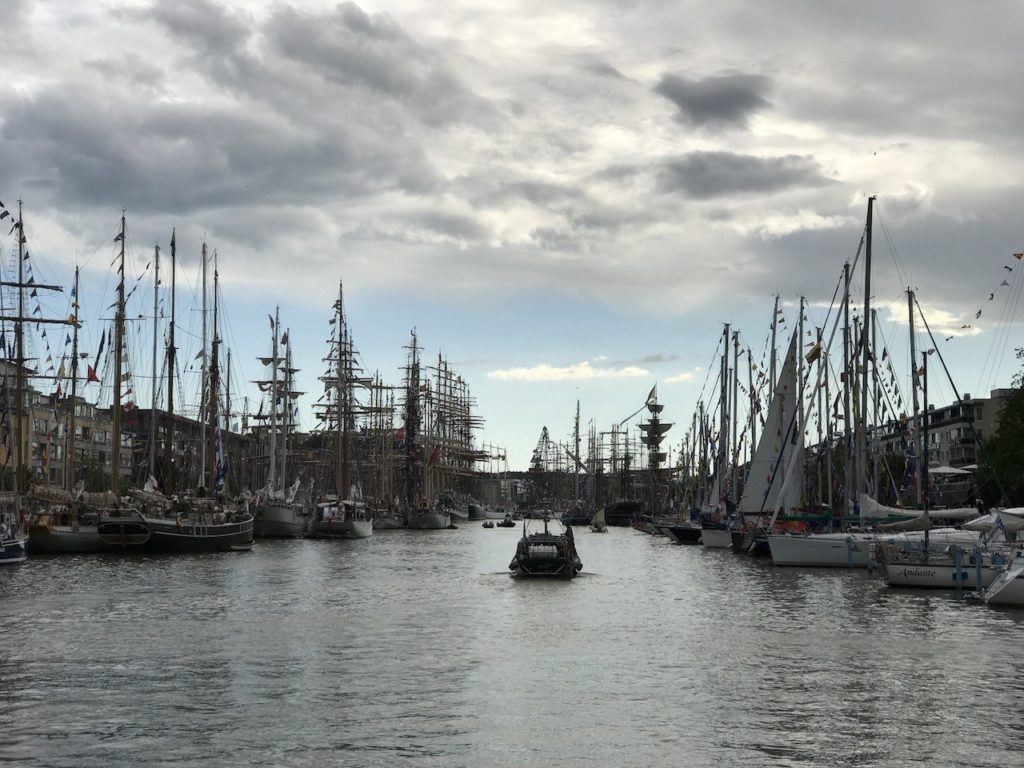 A harbor view as we pull out of Turku. I'm not exactly on a tall ship cruise, because I have to work the watch.