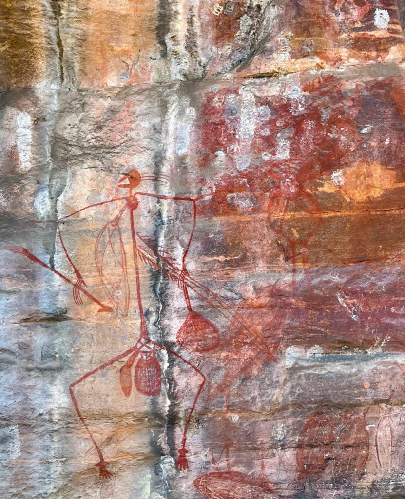 A rock art painting at Ubirr telling the story about good behavior. Misbehave and bad things happen.