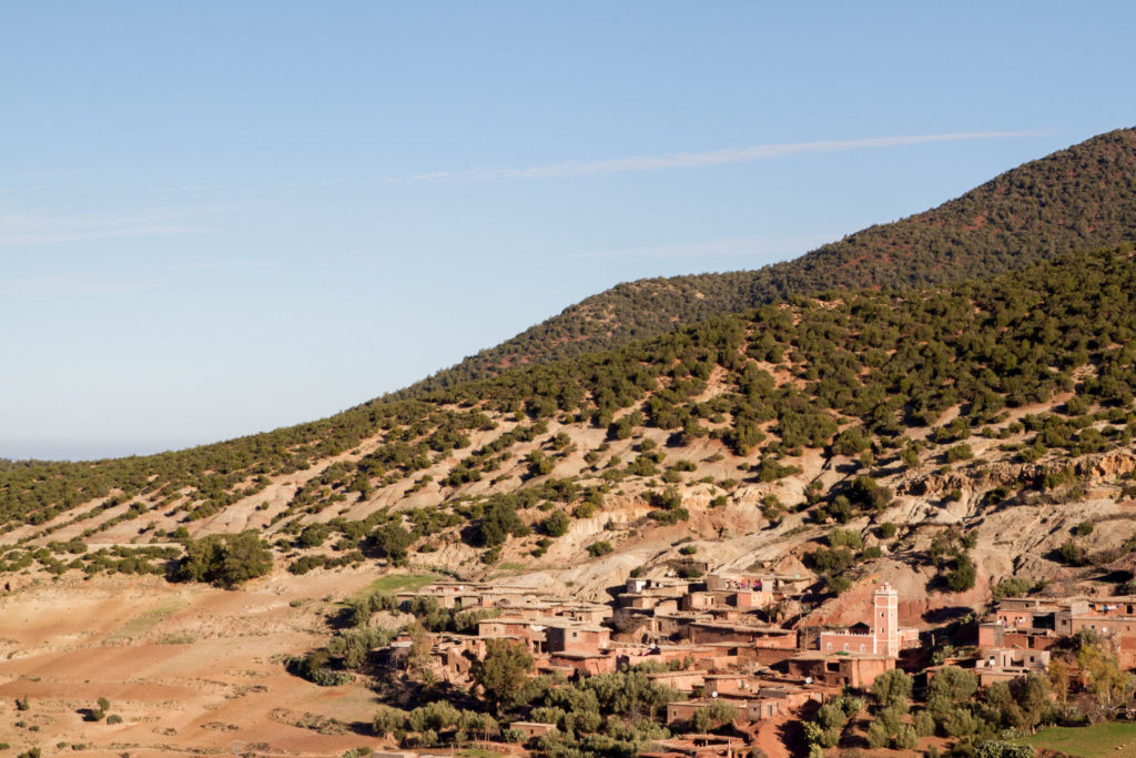 One of the many colorful villages you drive past on your way through the High Atlas on a day trip to Ait Benhaddou.