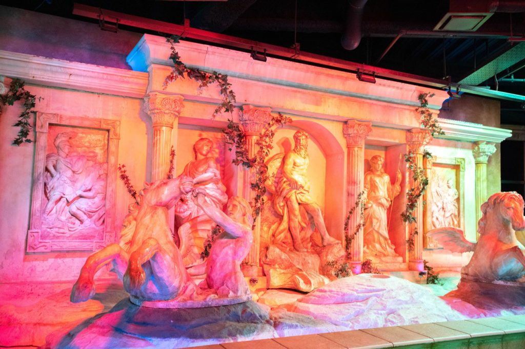 Roman Temple facade in the Arcade Warehouse Japan.