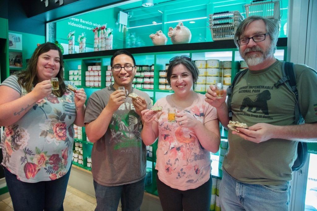 Little beer and snacks held by four of us.