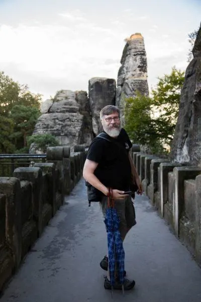 Jim on Bastei Bridge.