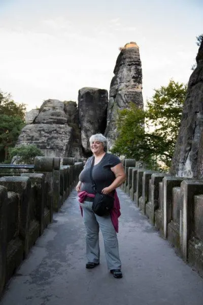 Corinne on Bastei Bridge.