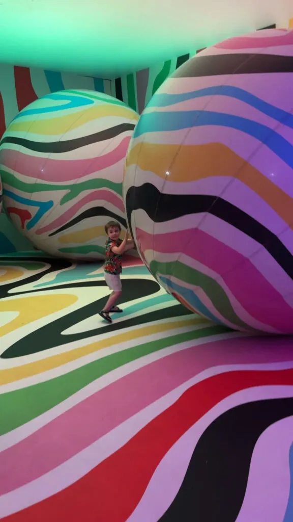 Gigantic balls to play with at the Balloon Museum.