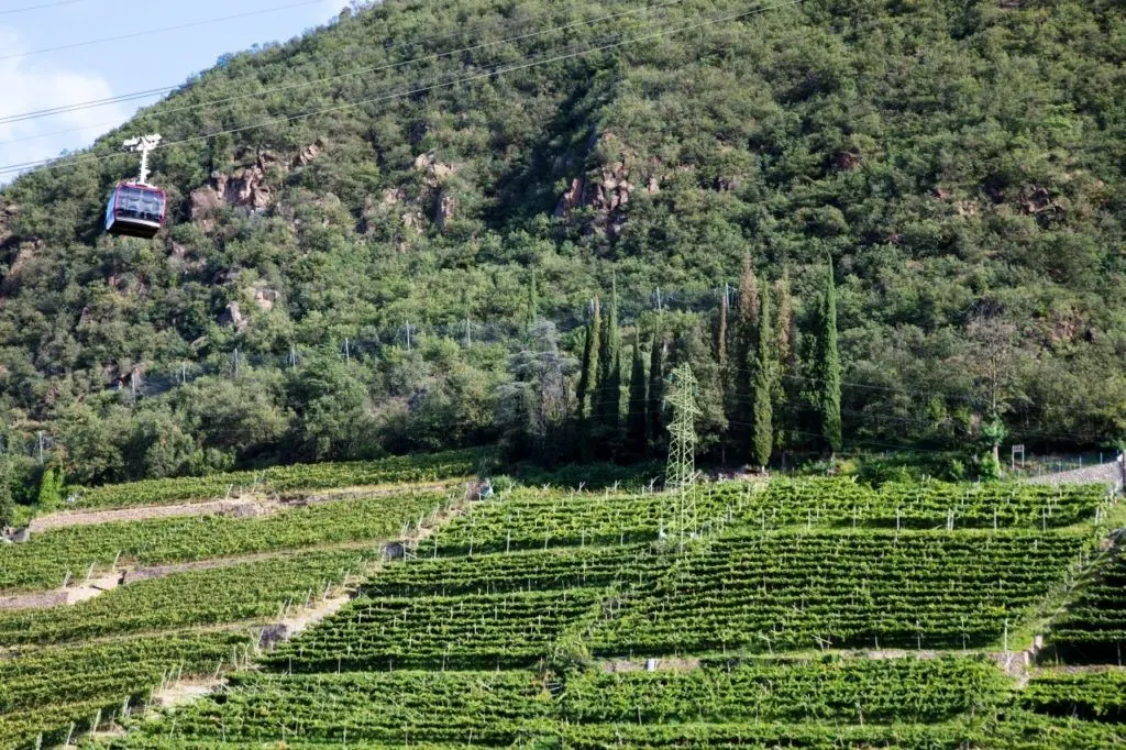 Bolzano cable car Renon takes passengers straight from town to mountain.