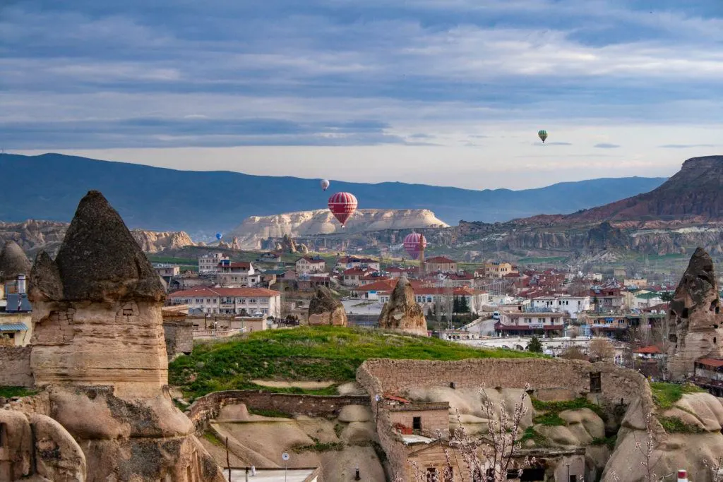 Hot air balloons, like these near Goreme, are a popular way to tour Cappadocia.