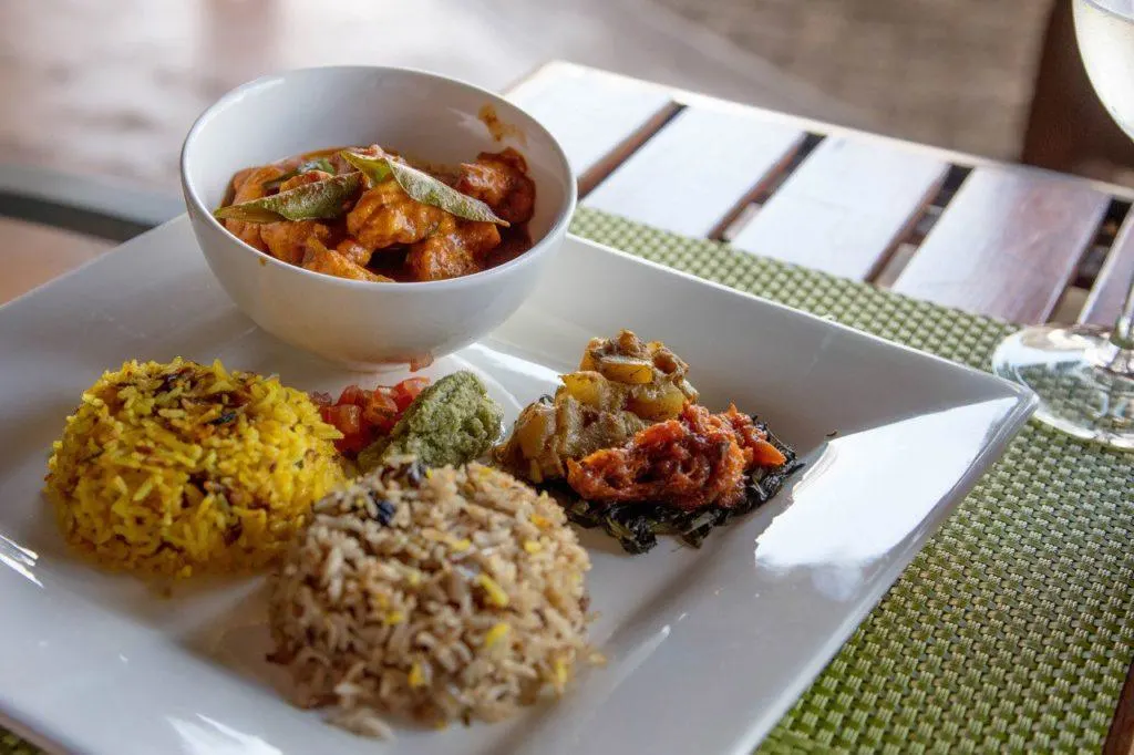 Chicken curry and biryani.