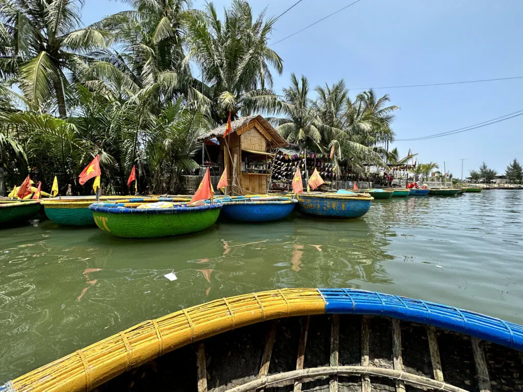 Round bamboo boats of Coconut Village, Vietnam.