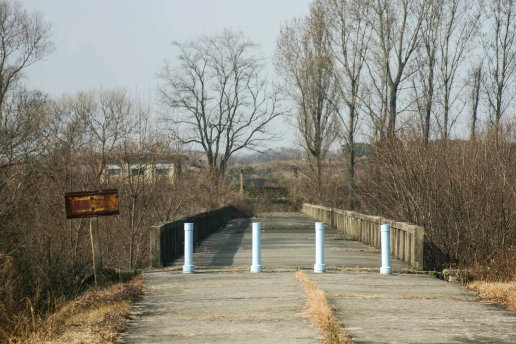 On a tour of the DMZ, you can see this dilapidated bridge that used to be used when the countries were not divided.