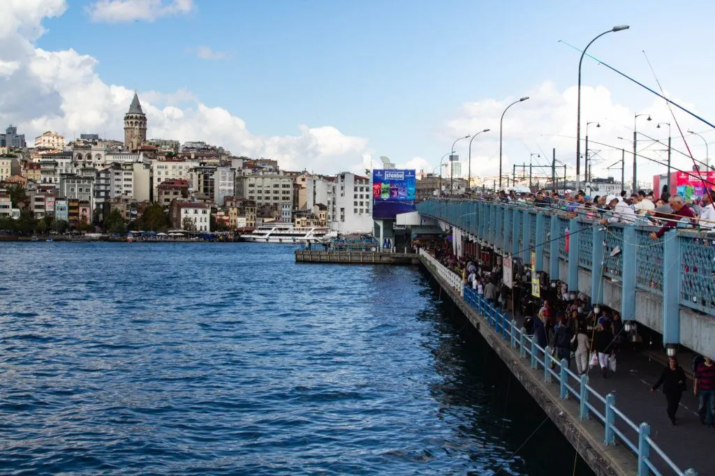 Fishing off the Galata Bridge has been a favorite activity for as long as I can remember. We love the restaurants on the bottom floor.