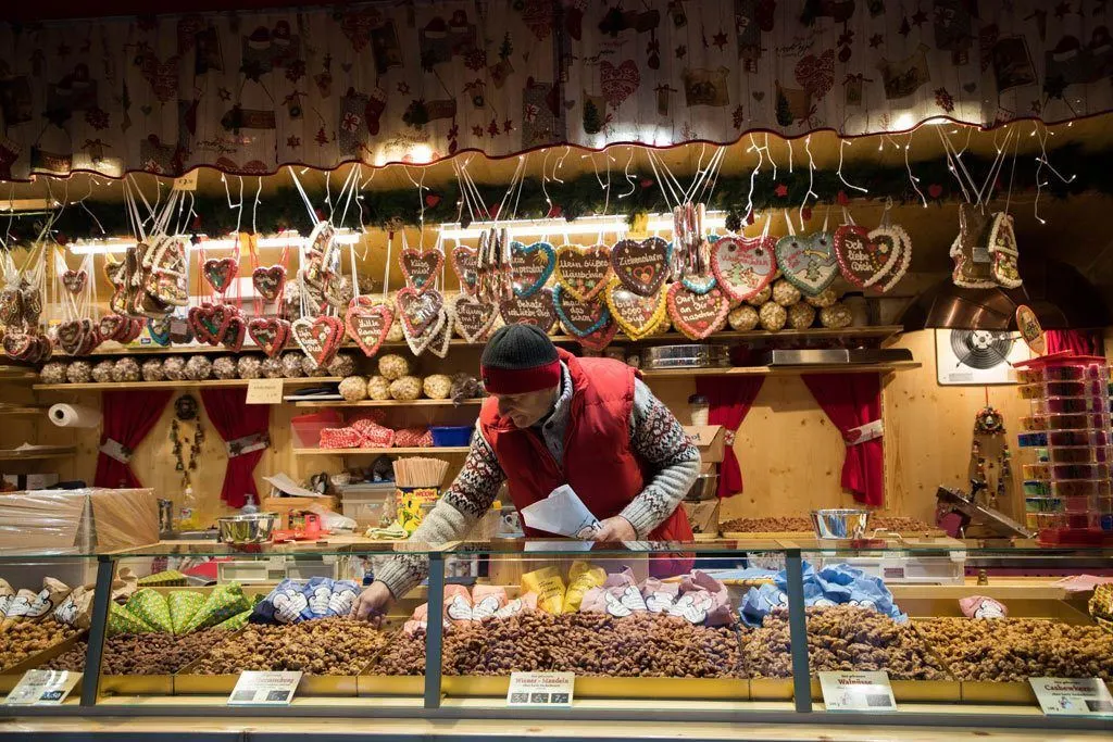 Christmas Market, Rothenburg - Sweets and treats booth.