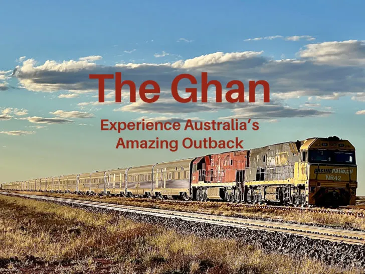The Ghan Train at a stop in Australia’s Red Centre.