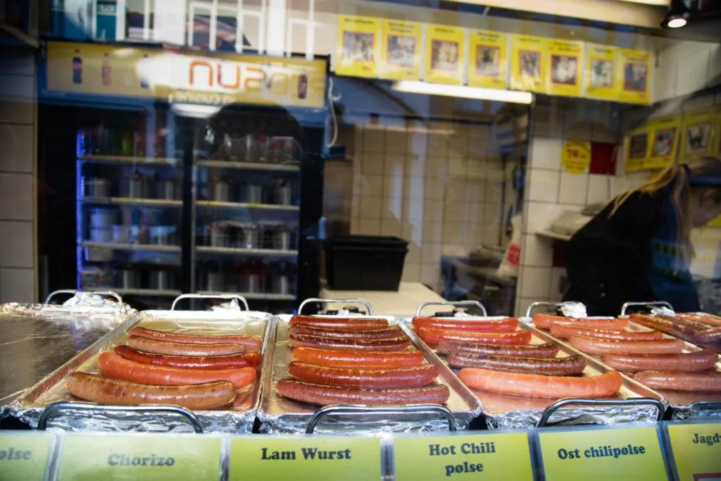 Tasty homemade Norwegian sausages for sale.