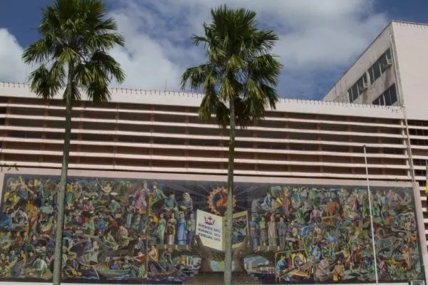 Beautiful mosaic mural outside the Brunei National Library.