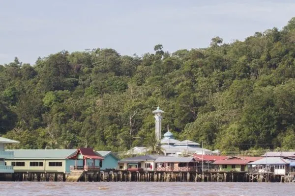 Brunei water village complete with school, mosque, and markets.
