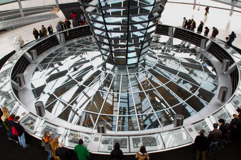 The new dome of the Bundestag in the old Reichstag building in Berlin, one of the best cities in Germany.