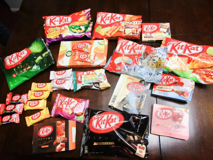 A variety of kit kat bars that we did a taste test on in Japan.